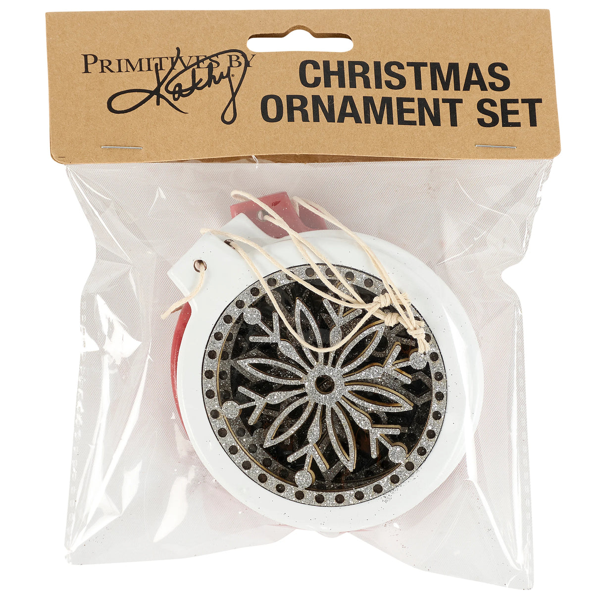 Wood Cutout Snow Ornaments (Set of 4)