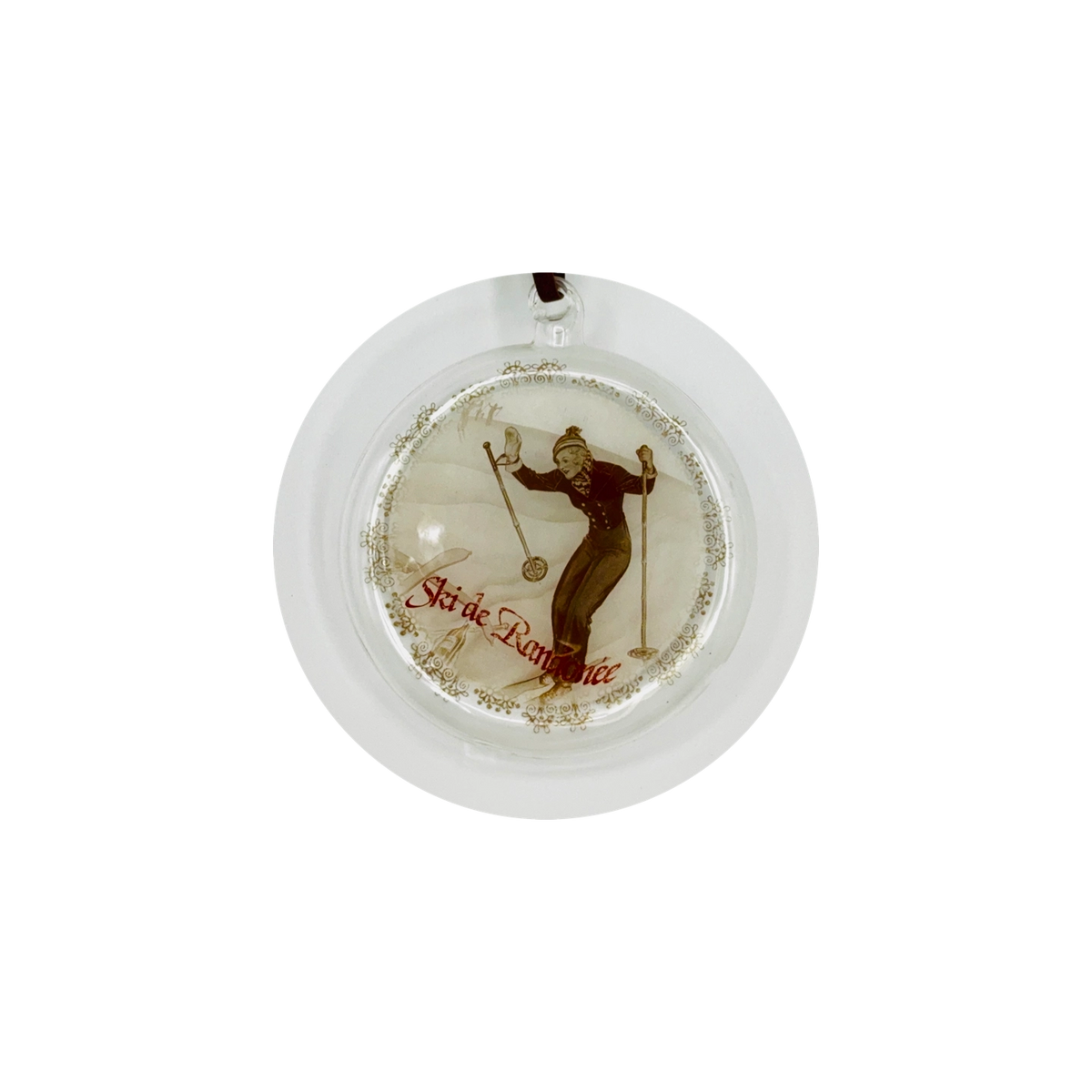 Glass French Ski Illustration Ornament