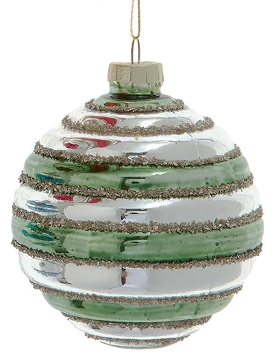 Shiny Glass Striped Ball Ornament