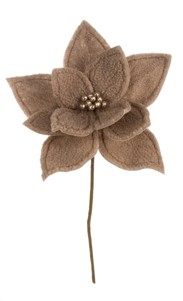 Sherpa Poinsettia Floral Pick