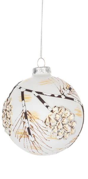 Winter Pinecone Glass Ornament