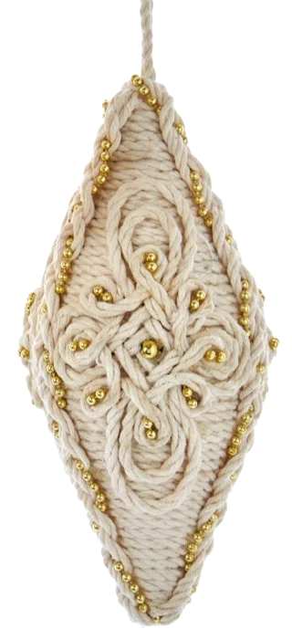 Macramé and Gold Bead Ornament