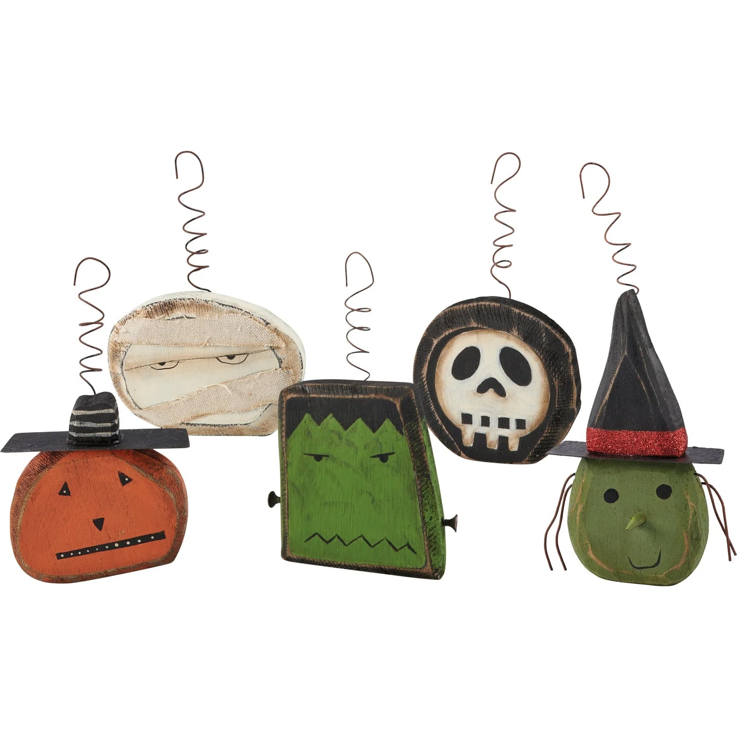 Spooky Primitive Wood Ornaments (Set of 5)