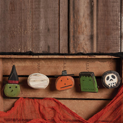 Spooky Primitive Wood Ornaments (Set of 5)