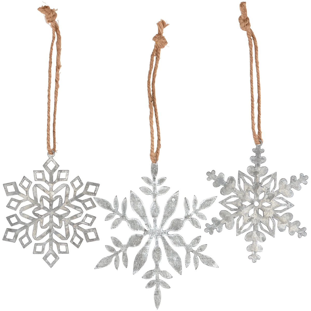 Metal Snowflake Ornaments (Set of 3)