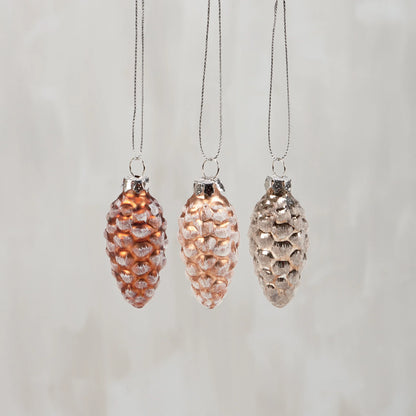 Pinecone Glass Ornaments (Set or 6)