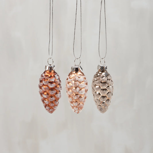 Pinecone Glass Ornaments (Set or 6)