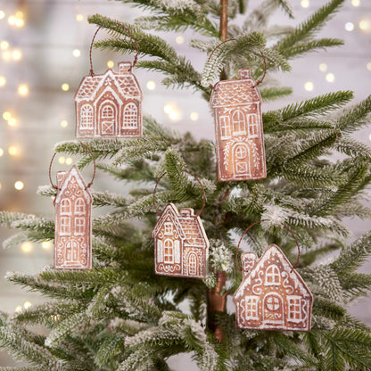 Gingerbread Village Wood Ornaments (Set of 5)
