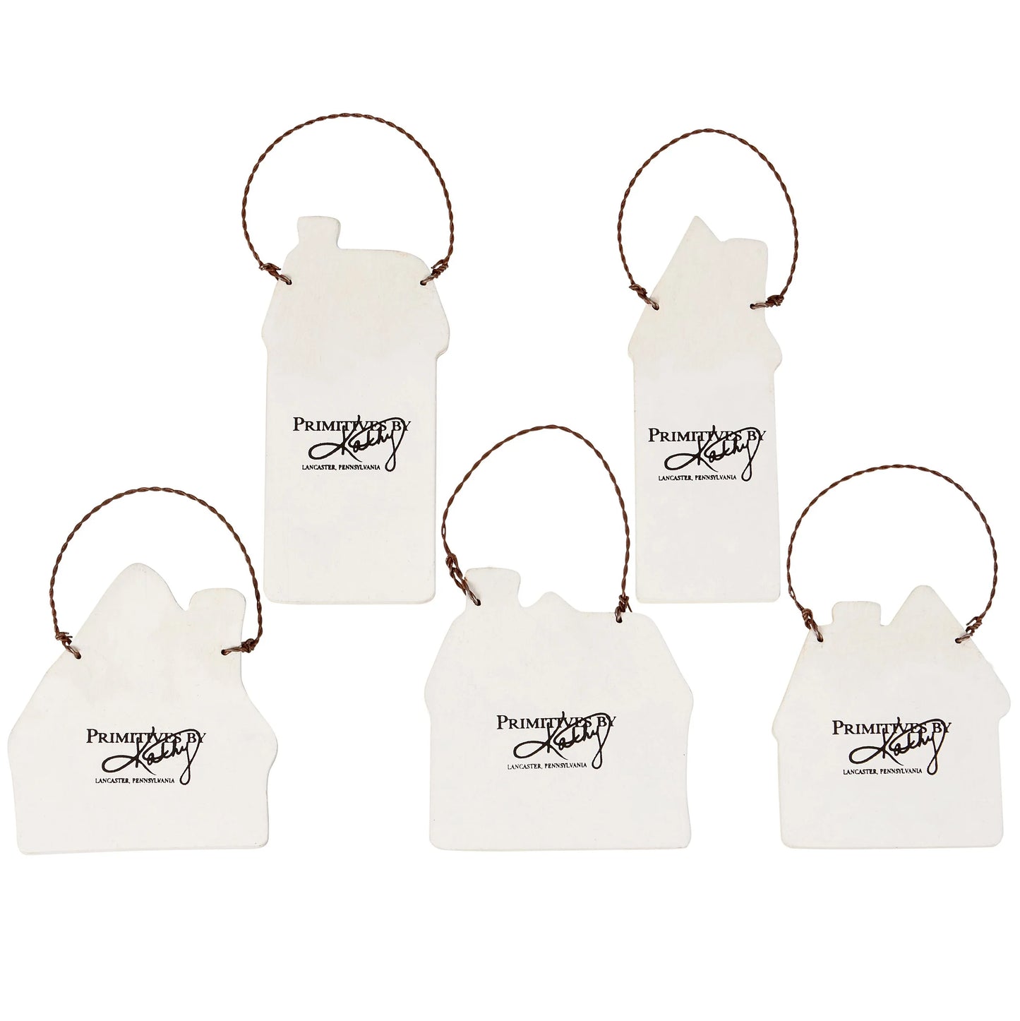 Gingerbread Village Wood Ornaments (Set of 5)