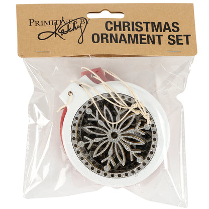 Wood Cutout Snow Ornaments (Set of 4)