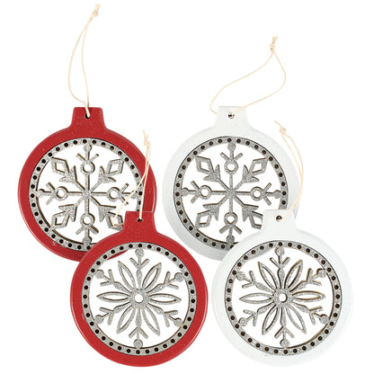 Wood Cutout Snow Ornaments (Set of 4)