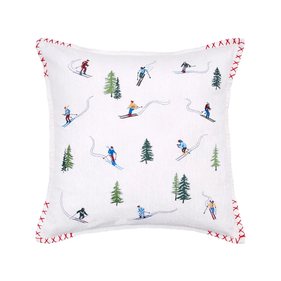 Alpine Skiers Throw Pillow