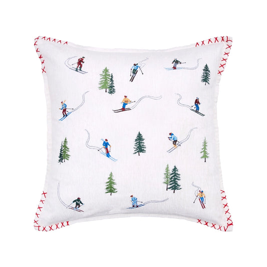 Alpine Skiers Throw Pillow