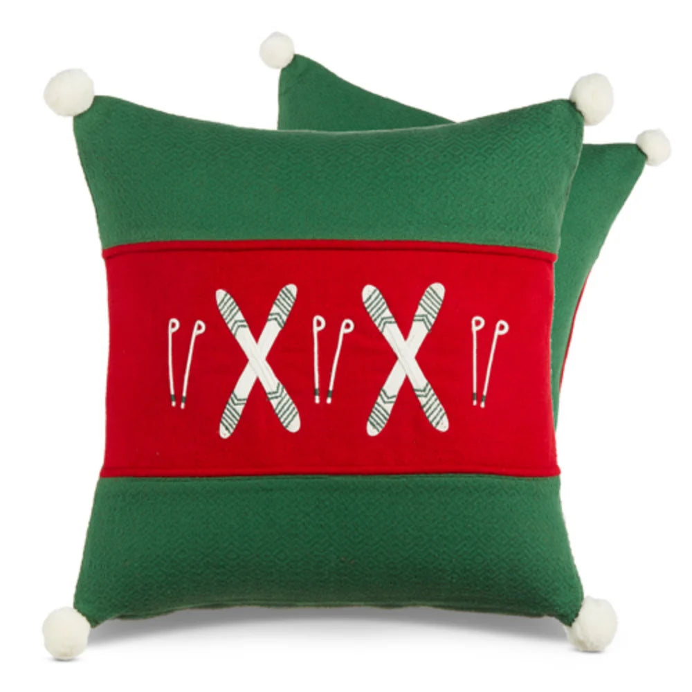 Skis Throw Pillow