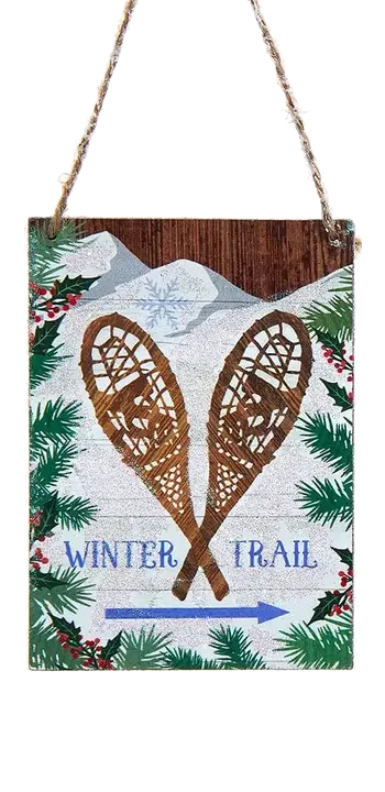 Skis and Snowshoes Wood Ornaments
