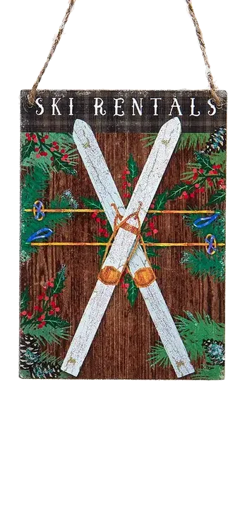 Skis and Snowshoes Wood Ornaments