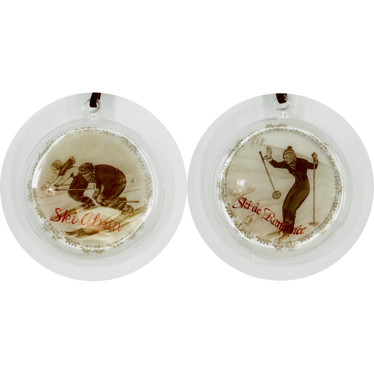 Glass French Ski Illustration Ornament