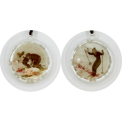 Glass French Ski Illustration Ornament