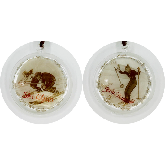 Glass French Ski Illustration Ornament