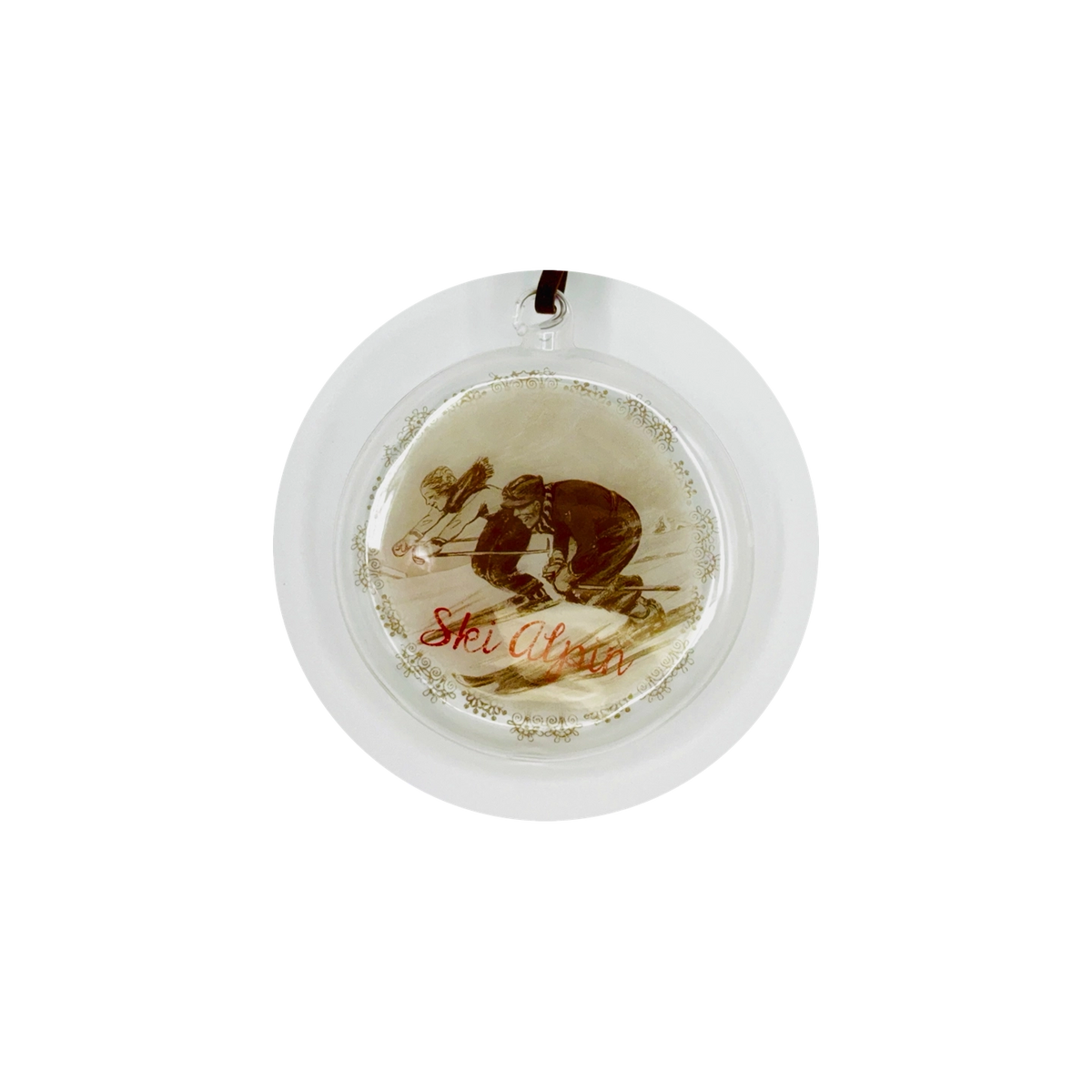 Glass French Ski Illustration Ornament