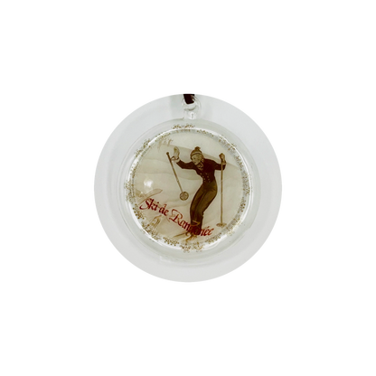 Glass French Ski Illustration Ornament