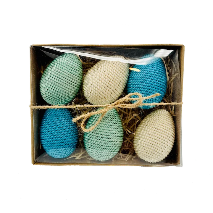 Cord-Wrapped Colorful Eggs (Set of 6)