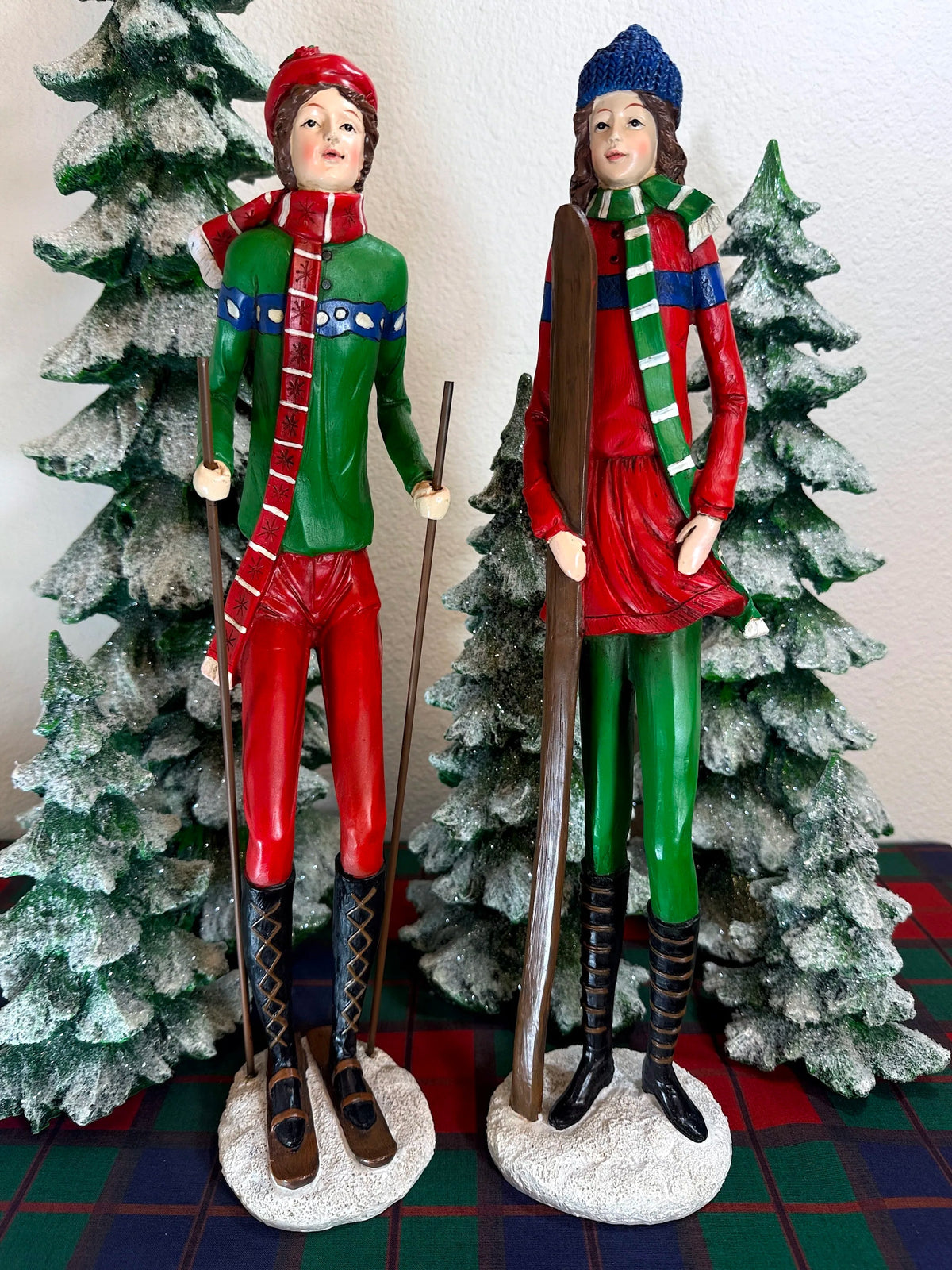 Winter Sportsperson Polyresin Figures (Set of 2)