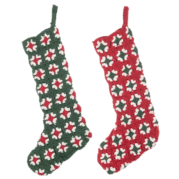 Knit Granny Square Stocking