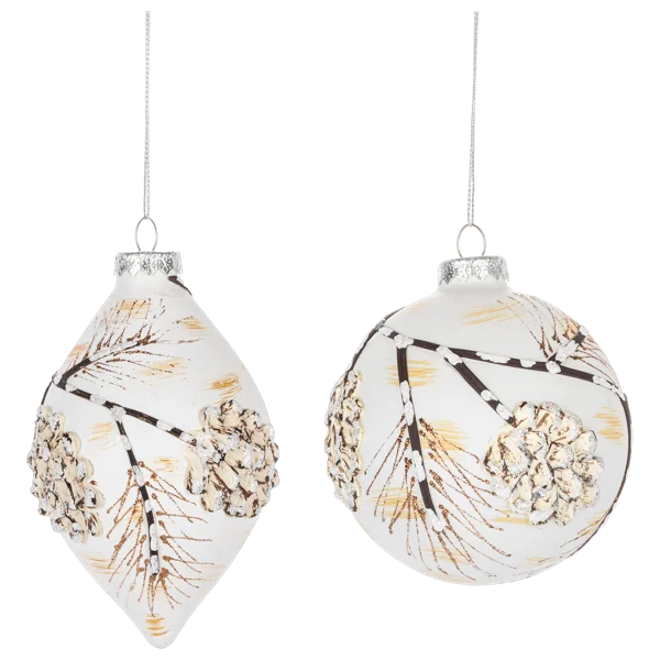 Winter Pinecone Glass Ornament