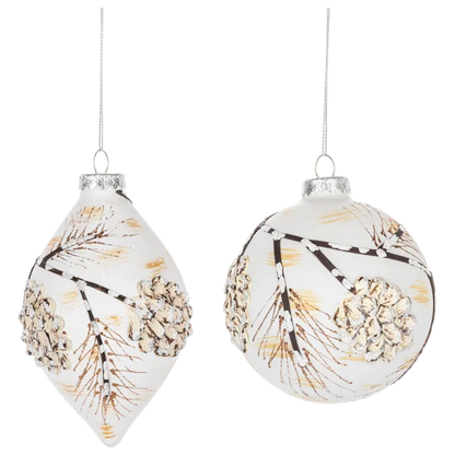 Winter Pinecone Glass Ornament
