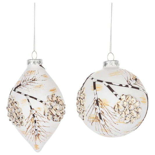 Winter Pinecone Glass Ornament