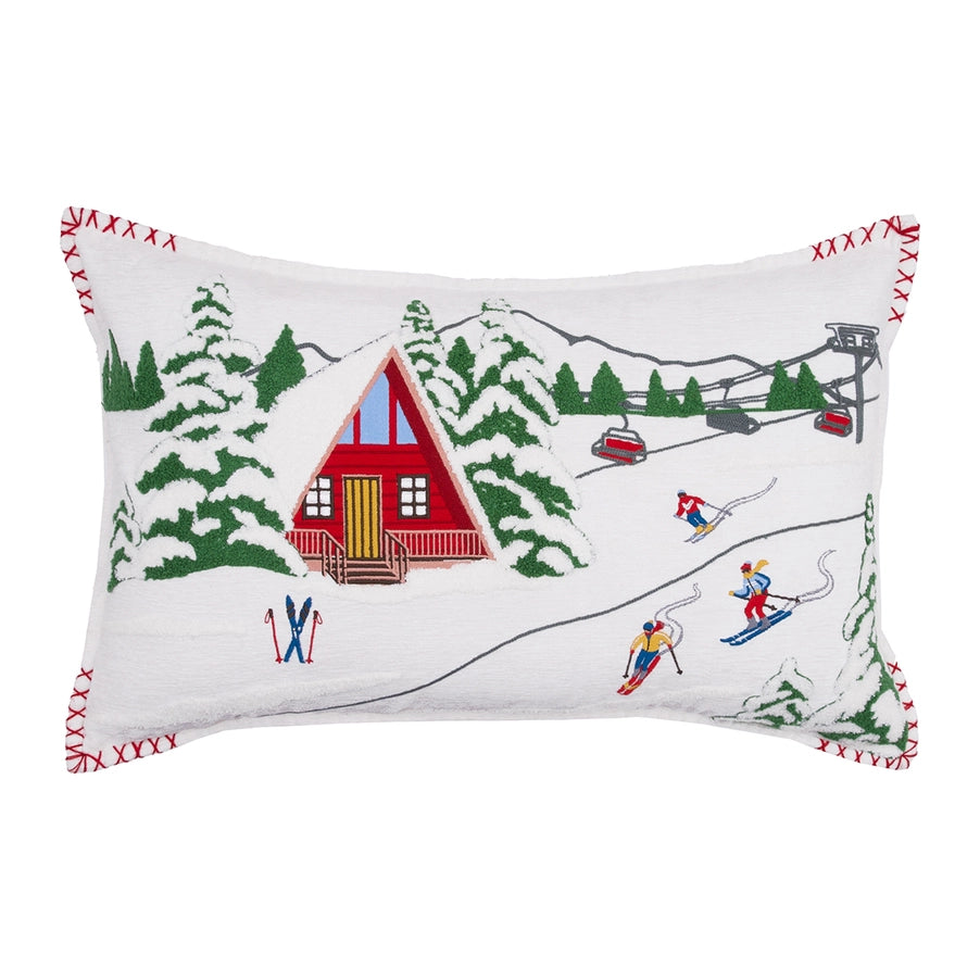 Alpine Ski Lodge Throw Pillow