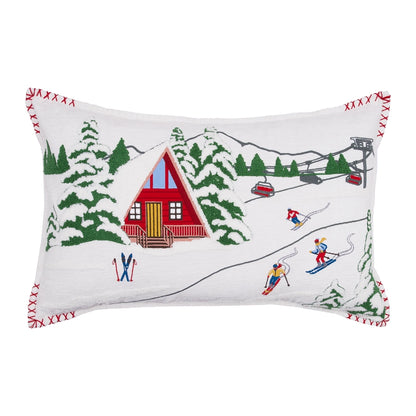 Alpine Ski Lodge Throw Pillow