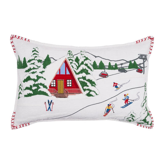 Alpine Ski Lodge Throw Pillow