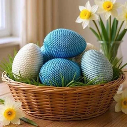Cord-Wrapped Colorful Eggs (Set of 6)