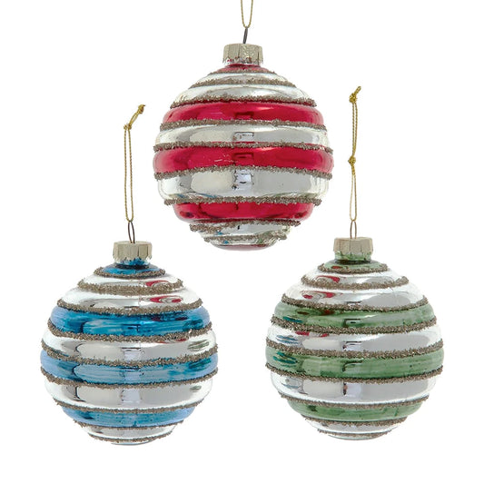 Shiny Glass Striped Ball Ornament