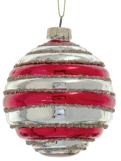 Shiny Glass Striped Ball Ornament