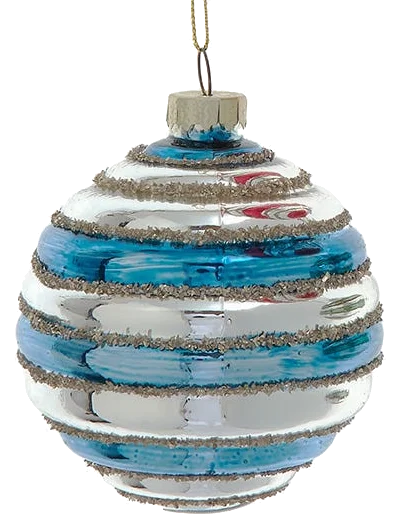 Shiny Glass Striped Ball Ornament