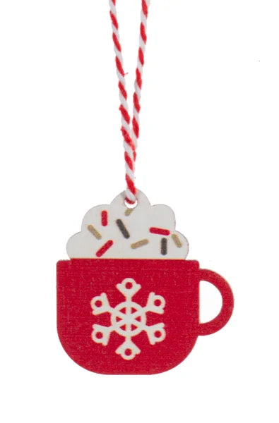 Cocoa Mug and Ice Skate Mini Wood Ornaments