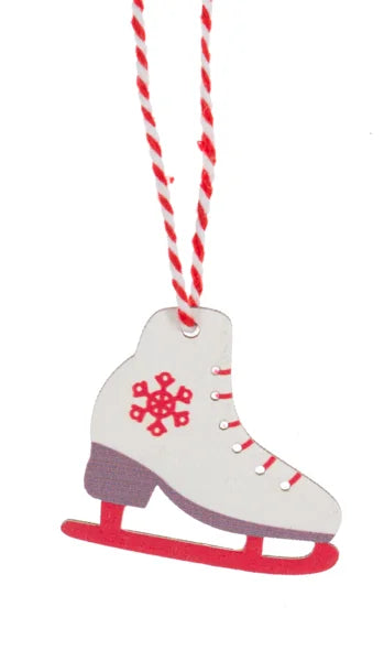 Cocoa Mug and Ice Skate Mini Wood Ornaments
