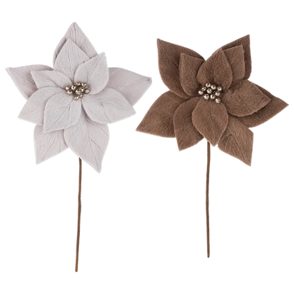 Faux Fur Poinsettia Floral Pick
