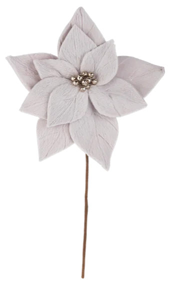 Faux Fur Poinsettia Floral Pick