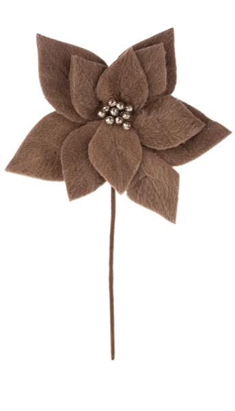 Faux Fur Poinsettia Floral Pick