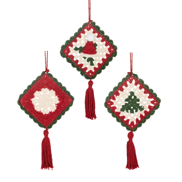Knit Granny Square Ornament