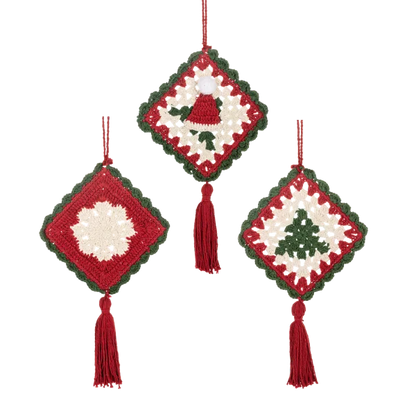 Knit Granny Square Ornament