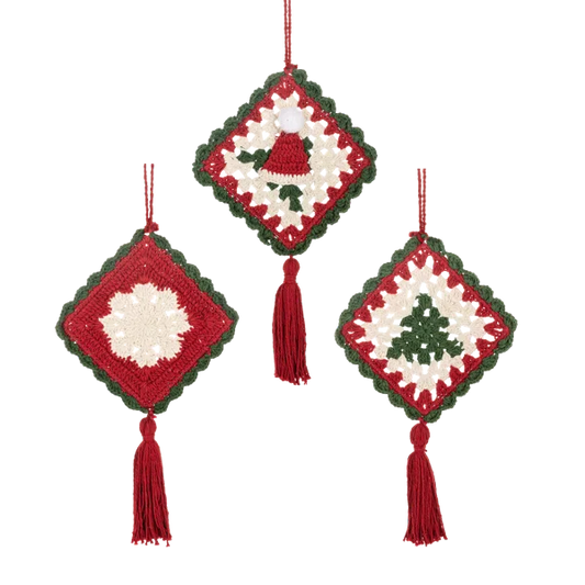 Knit Granny Square Ornament