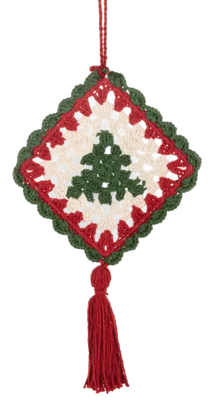 Knit Granny Square Ornament