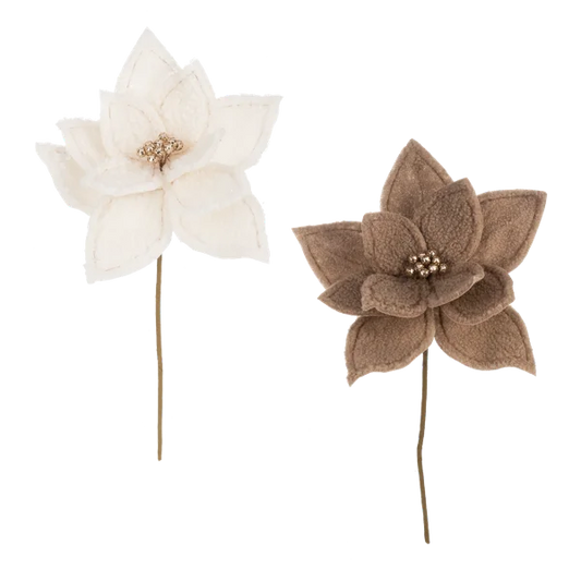Sherpa Poinsettia Floral Pick