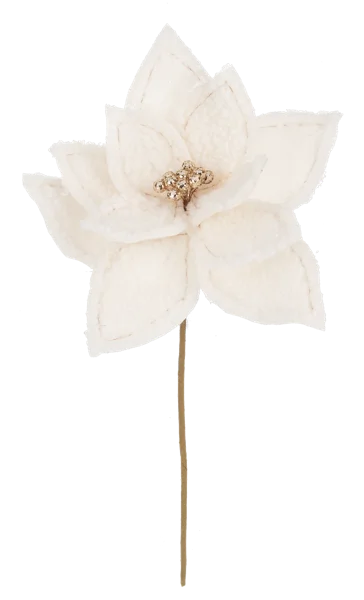Sherpa Poinsettia Floral Pick