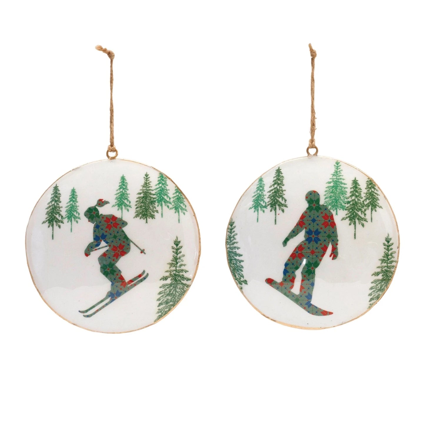 Ski & Snowboard Disc Ornaments (Set of 2)